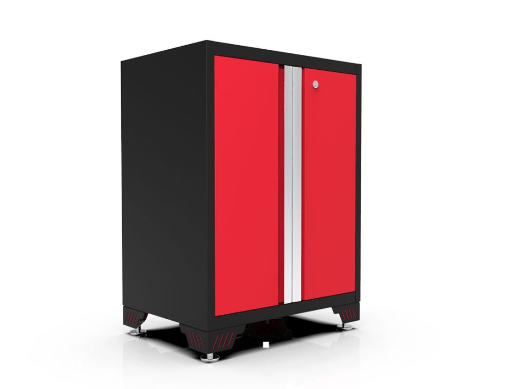 gabinete con puertas rojo con negro mate